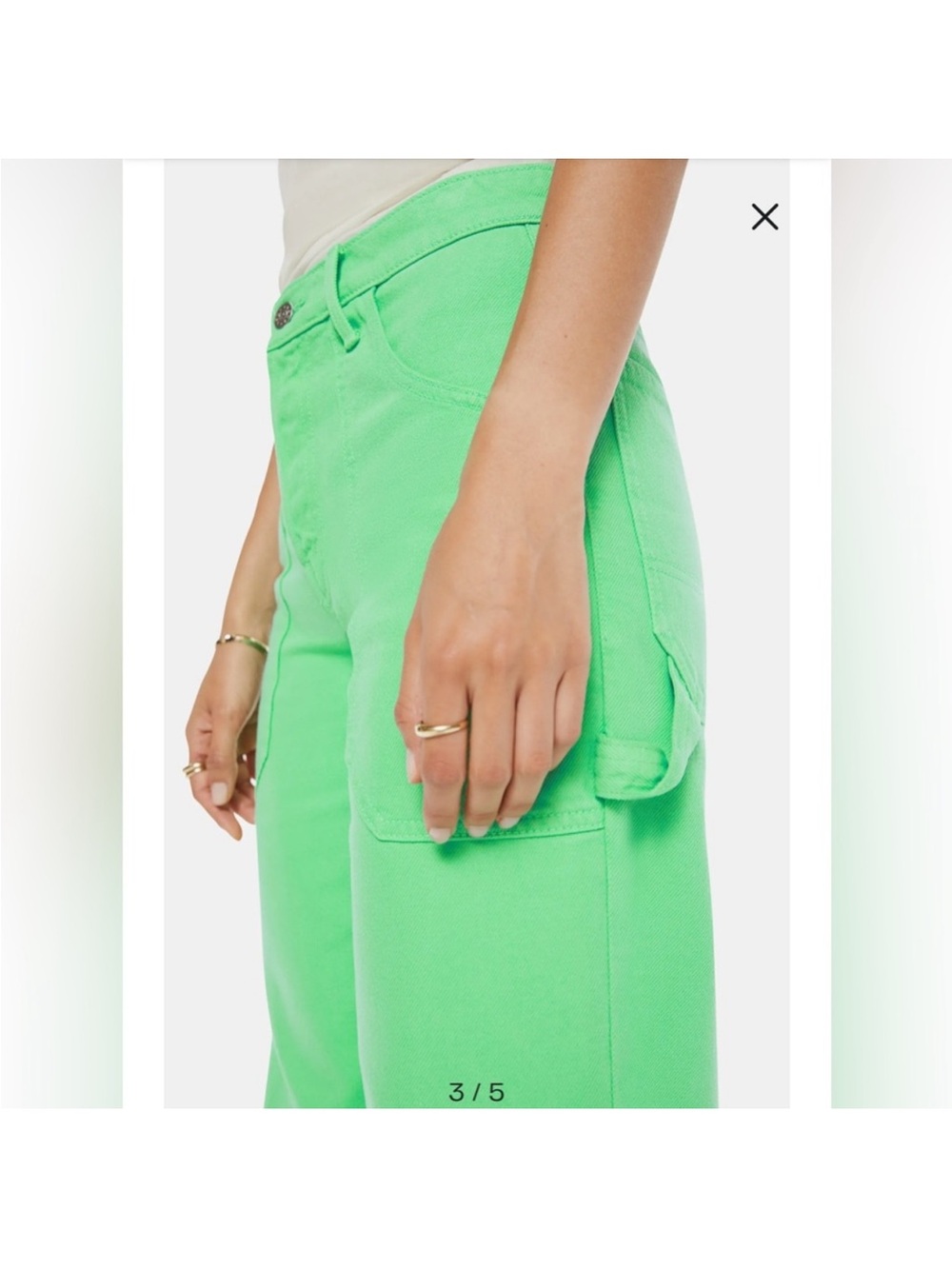 MOTHER x Free People Snacks Smoothie Carpenter Jeans - Summer Green - Picture 3 of 4